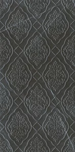 Sandra Glossy Black Damask Decor 40x80